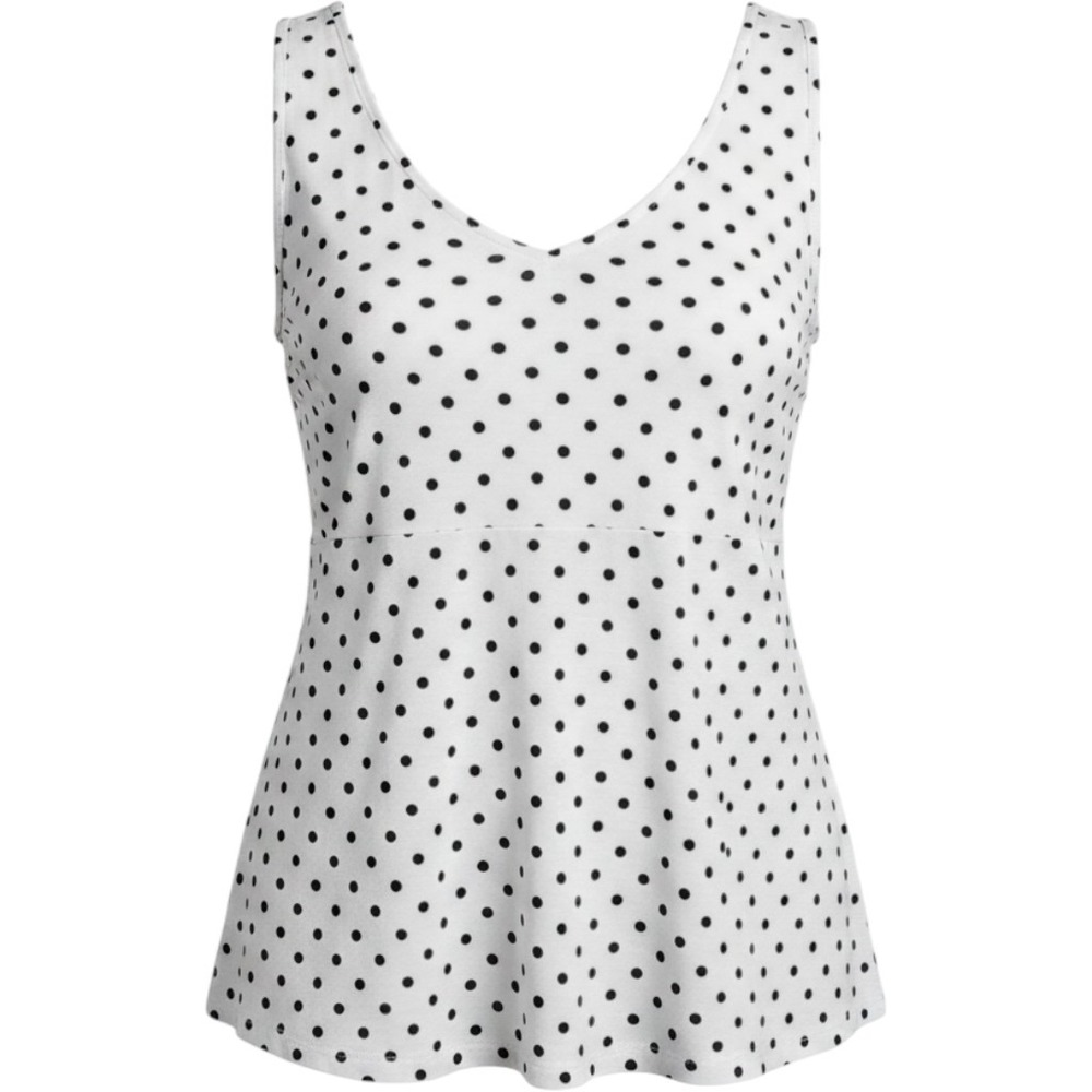 American Rag Cie Womens 1X Polka Dot Tank Top Black White Sleeveless Pocket Tee